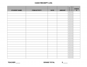 daily work log template cash receipt log template