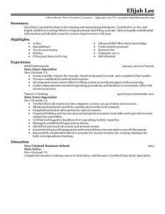 data entry resume data entry administration and office support