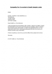 death announcement template sympathy for co worker s death sample letter