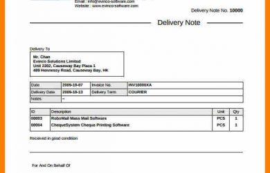 delivery receipt template delivery note sample letter courier delivery note example template free download