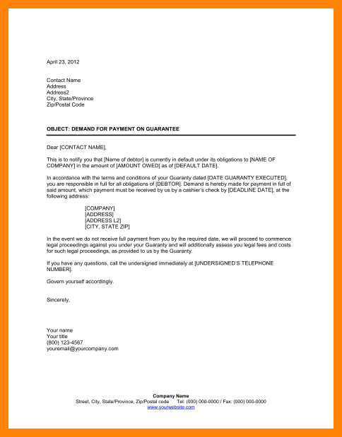 demand for payment letter template