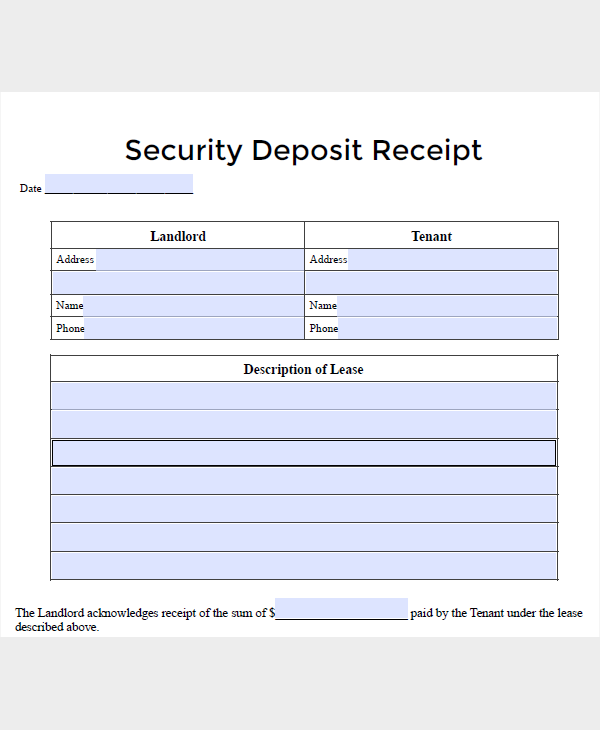 deposit receipt template