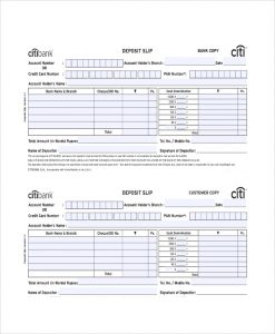 deposit slips examples bank deposit slip template