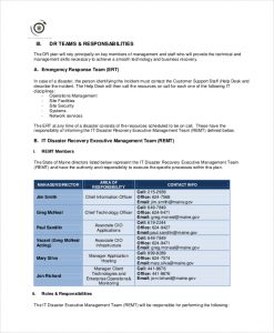 disaster recovery plan template sample it disaster recovery plan template