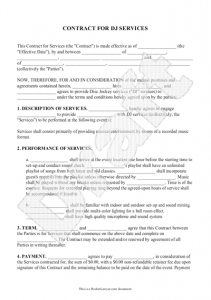 disc jockey contracts template dj contract
