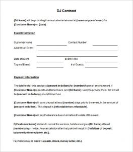 disc jockey contracts template printable dj contract template