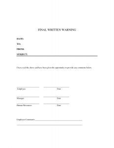 disciplinary action form template awol memo sample cover letter written warning template