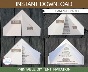 diy candy bar wrappers printable camping party tent invitation template