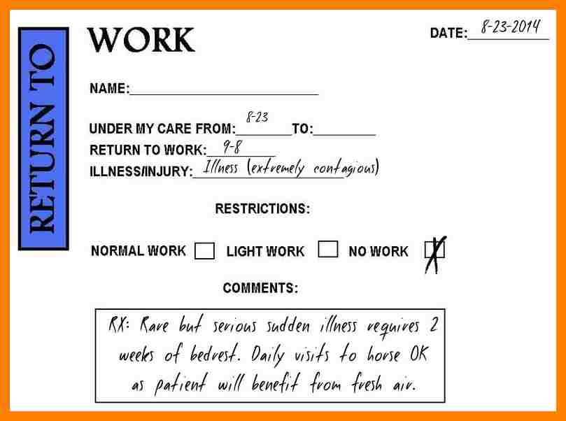 doctor excuse for work