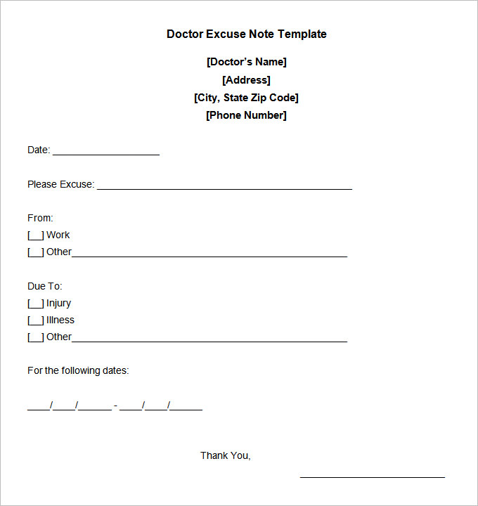 doctor excuse note