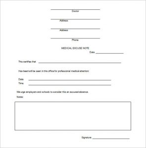 doctor excuse note example doctors excuse note for work free download