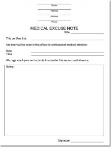 doctor excuse note for work medical excuse note template pdf