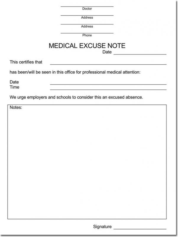 doctor excuse note for work