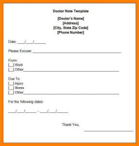 doctor excuse template for work signed doctors note free doctors note template