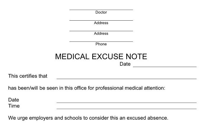 doctors excuse for work