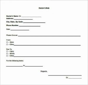 doctors excuse note for work basic doctors note template