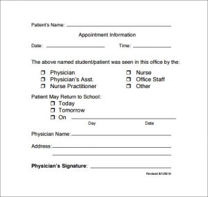 doctors note for school doctor note template for school