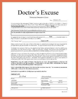 doctors note for work absence