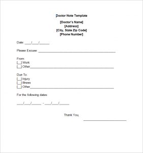 doctors note template free doctor note templates