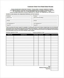 donation form template customer order retail sales receipt form