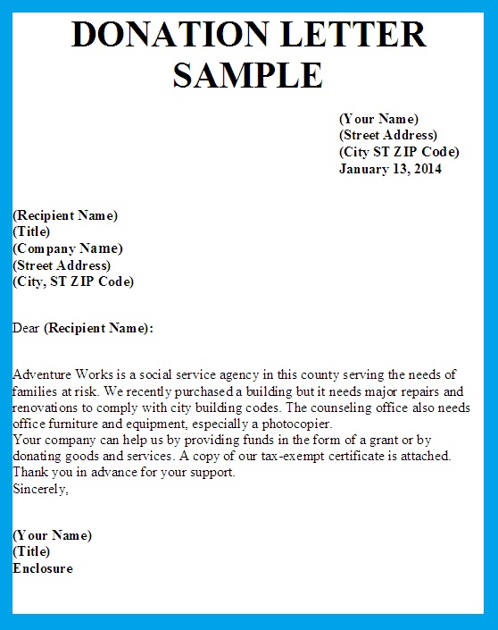 donation letter sample