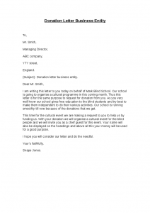 donation request template donation letter business entity