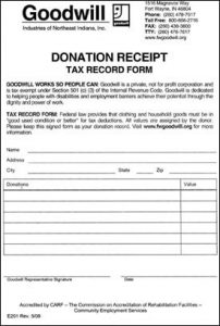 donation tax receipt goodwill clothing donation receipt