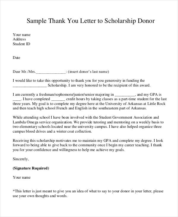 donor thank you letter