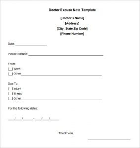 dr excuse note doctors note templates