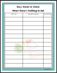 easy budget template easy meals list