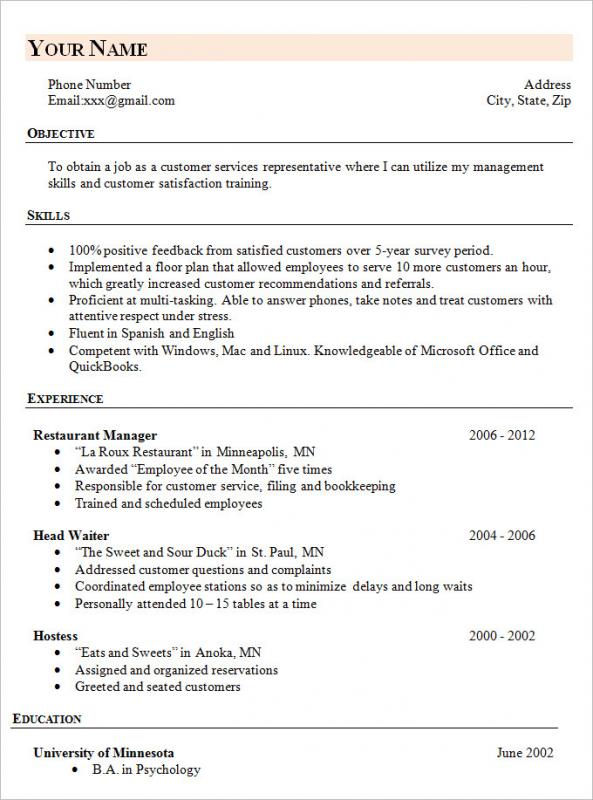 easy resume template