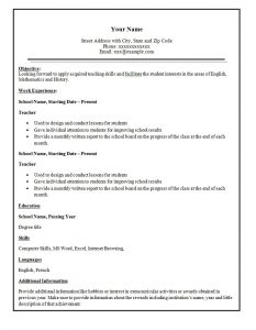 easy resume template teacher resume