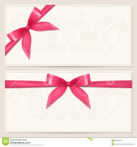 editable blank check template gift voucher coupon template bow ribbons
