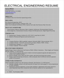 electrical engineer resume entry level electrical engineering resume