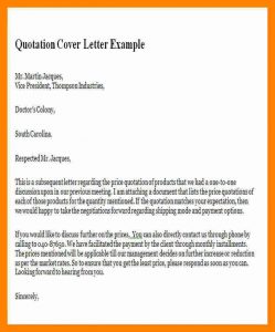 email cover letter example price quotation letter quotation cover letter example
