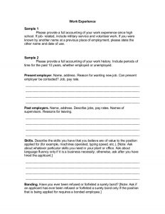 email for job application work experience form