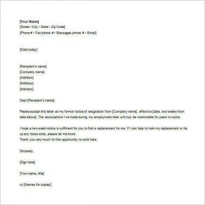 email letter format employee email resignation letter free word format download