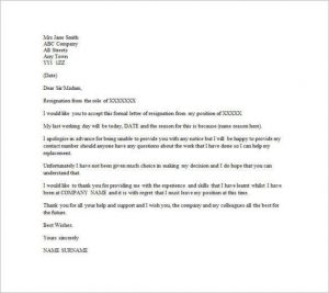 email resignation letter example of email resignation letter without notice period