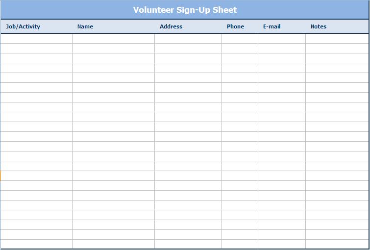 email sign up sheet