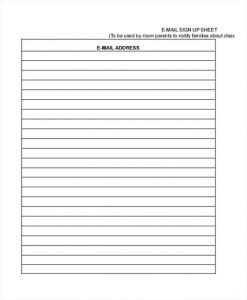 email sign up sheet sheet for email sign up