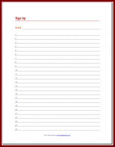 email sign up sheet template printable sign up sheet sign up sheet