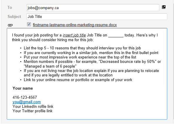 email to apply for a job