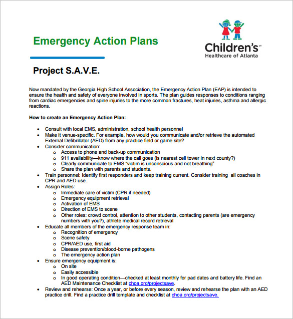 emergency action plans examples