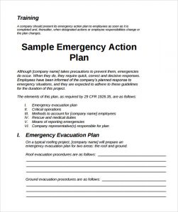 emergency action plans examples sample emergency action plan template