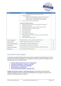 emergency contact template lone worker safety lone worker policy checklist