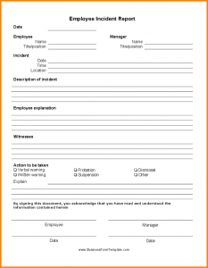 employee accident report verbal warning template employee incident report form template