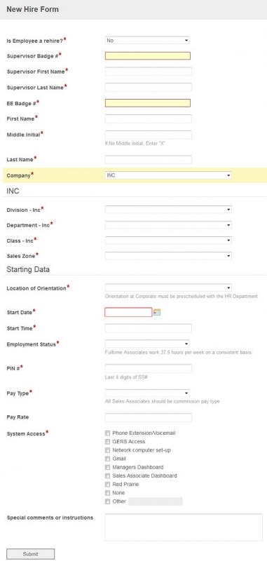 employee application forms
