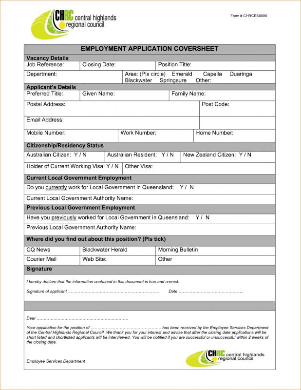 employee application template