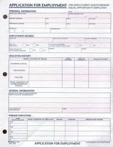 employee application template great lakes radio employment application page of