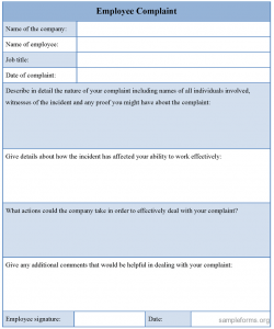 employee complaint form employeecomplaintformtemplate